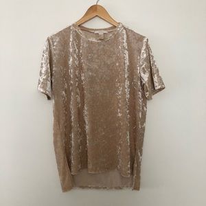 forever 21 tan/beige/cream velvet tshirt